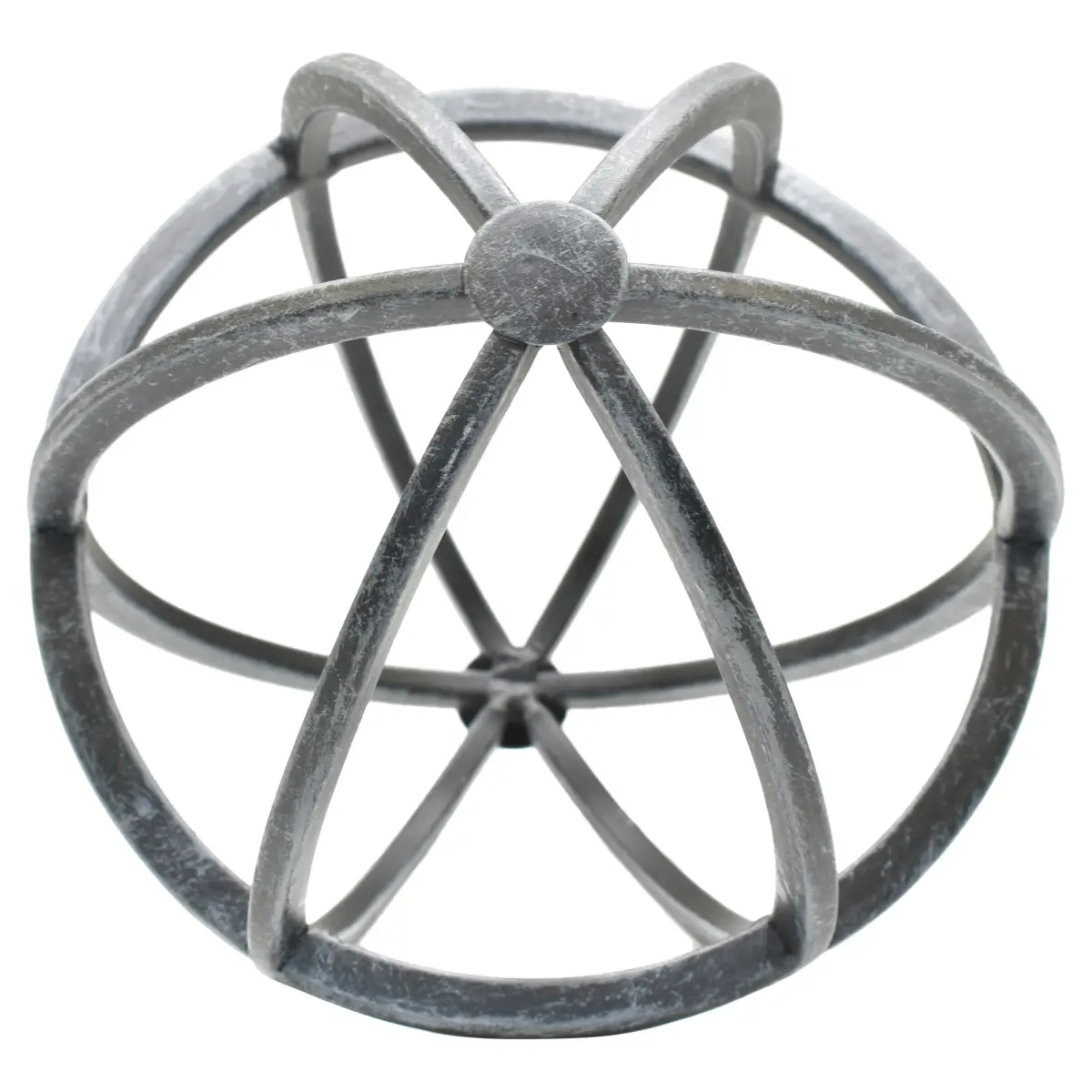 360 Stand Pewter Finish Metal Galena Atomic Ball Sculpture - 1-Piece 360-Degree Rotatable Compact Geometric Statue, Home Decor Ornament, Living Room Decor, Modern Decorations, Ornaments & Gifts for Home Supplies, Alloy Metal Statues, Ball-Shaped Statues
