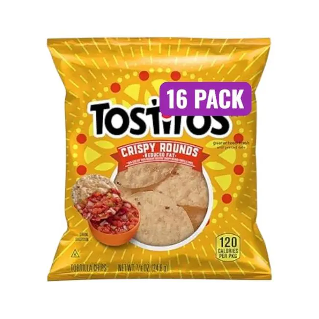 Crispy Rounds Reduced Fat Tortilla Chips, 0.875 Oz Bags, Pack of 16, Bundled By Shoppyway