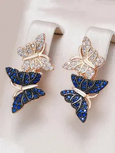 Vintage Butterfly Earrings Synthetic Zirconia Inlaid Earrings for Women & Girls Daily Wear, Exquisite Birthday Anniversary Gift for Her, Statement Earrings