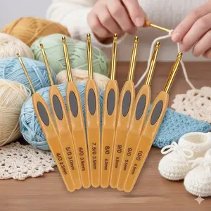 Ergonomic Anti-Slip Knitting Needles Set: 8-Piece Aluminum Crochet Hooks with Soft Grip, Multi-Material Needles & Portable Storage Case, Craft Tools for Knitting Enthusiasts.