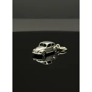 Vintage Beetle Car Silver Charm