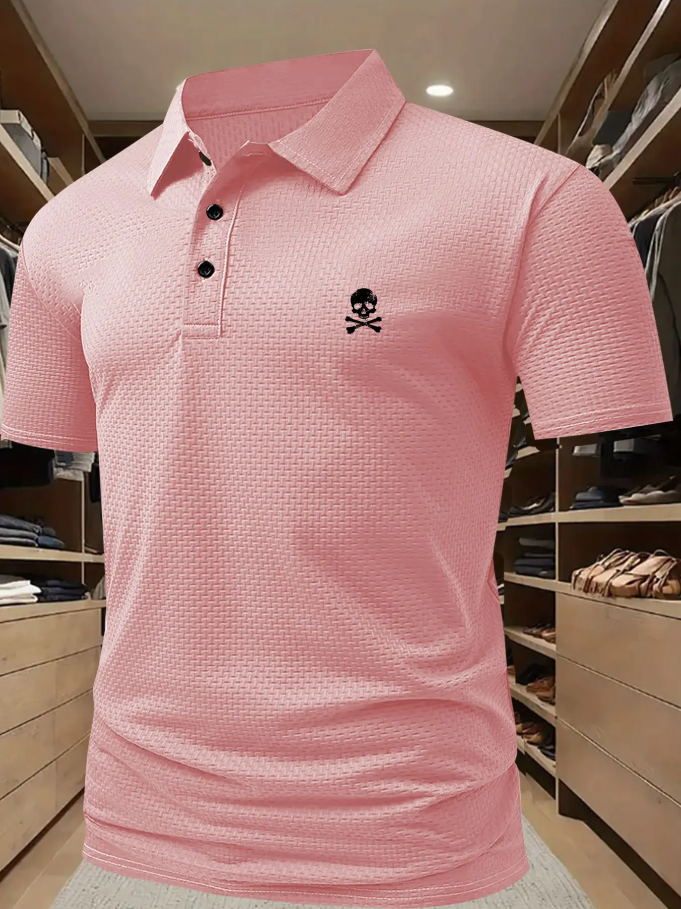 Skull Golf Course Men's Polo Professional Quick Drying Elite Social Robe Men's Ice Sensation Quick Drying Polo Shirt Polyester Spandex Blended Summer Moisture wicking Pique Polo