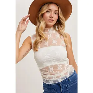Romee Floral Lace Tank - White