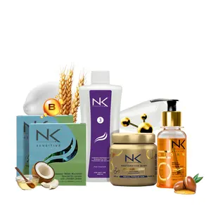NK Sensitive Keratin Hair Straightening Treatment, Vegan, Formaldehyde Free. Kit Steps 1,2,3,4,5. Sensitive straightening treatment, home care shampoo, Hair Mask and Styling Argan Oil. (8oz)