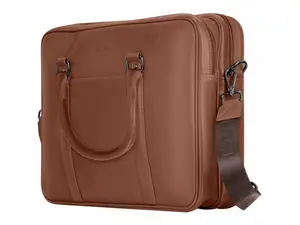 Champs Onyx Carrying Case (Briefcase) for 11" to 15.6" Notebook - Brown -  RFID Resistant - Top Grain Cowhide Leather Body - Shoulder Strap, Handle, Trolley Strap - 3.17 gal Capacity - OB-412-BROWN