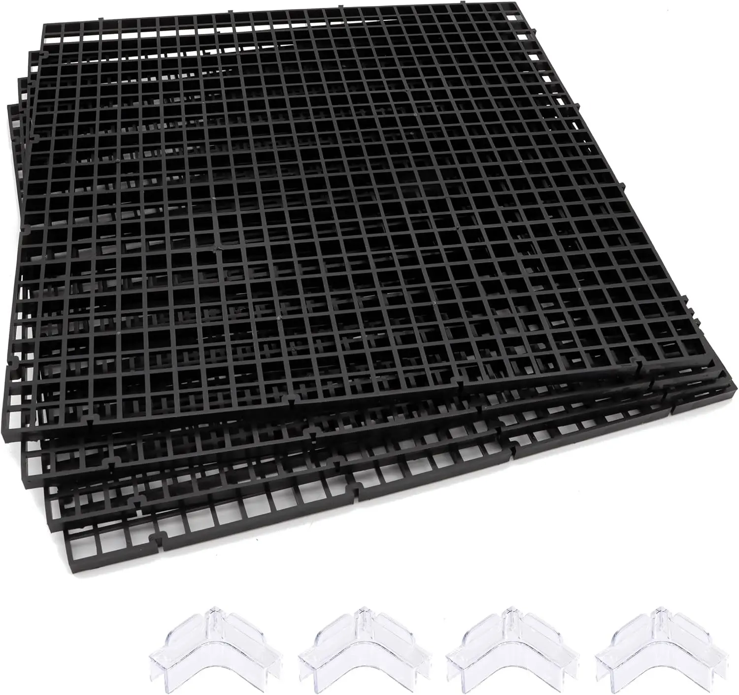 Hipanda Aquarium Hood Fish Tank Top Cover, Fit 8MM/0.3inch Glass | Terrarium lid Plastic Grid with 4-Piece Set Corner Protectors. Prevents Jumping