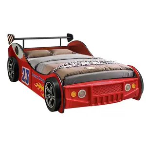 Bellemave Supreme Energy Racing Car Bed for Kids - Red Car Bed with Wheel and Flame Pattern, Sturdy Construction, Full Assembly Required, Ideal for Boys and Girls, Enhance Room with Sports Car Design - Wooden Closet Cabinet