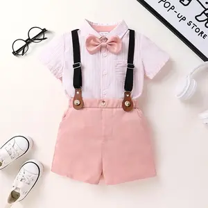 SummerVibesToddler Formal Outfit Boy Baby Suit for Summer Shirts Shorts Clothes Set