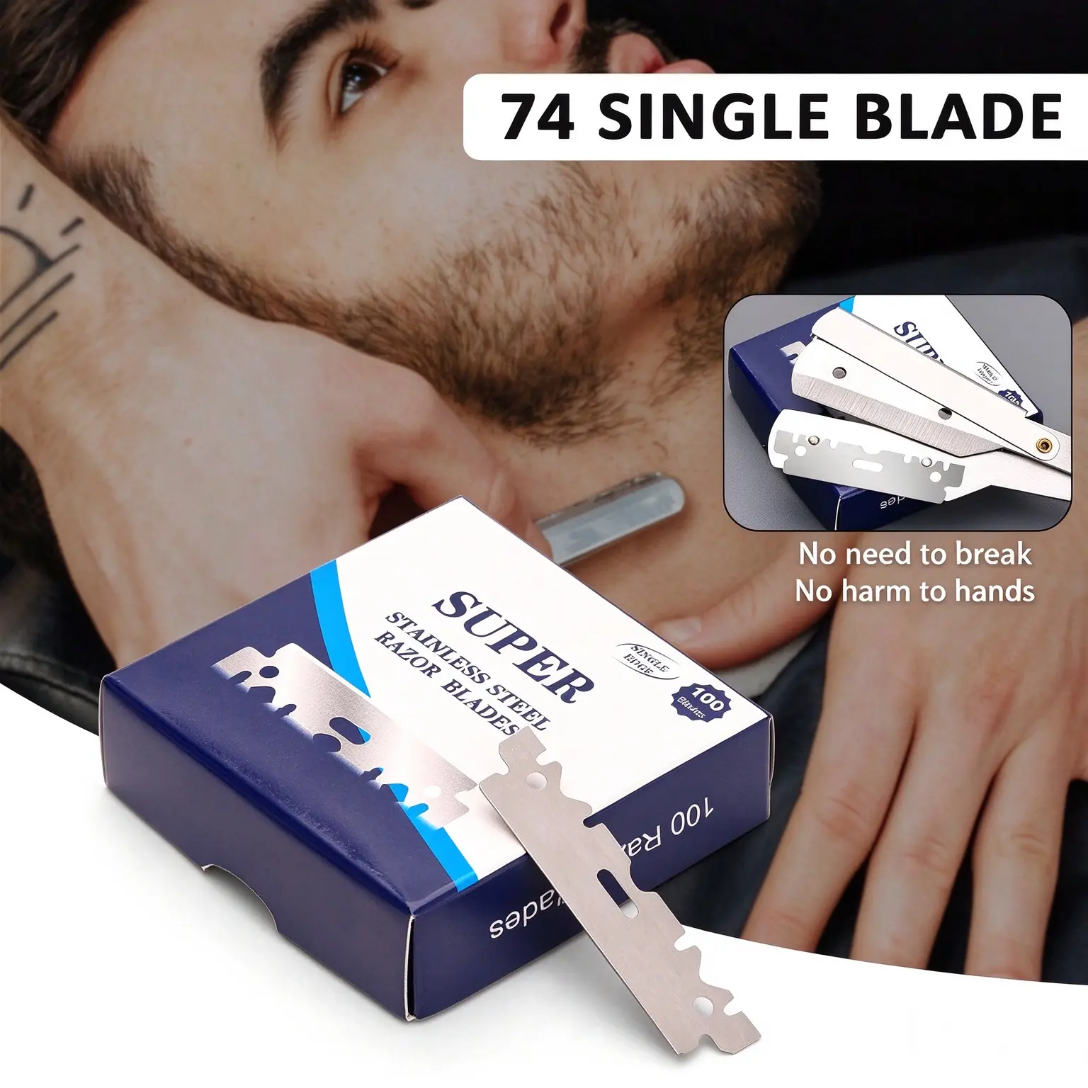 100/200Pcs SUPER Stainless Steel Razor Blades | Professional Barber Straight Razor Blades | Sharp & Durable for Shaving, Haircut & Beard Grooming