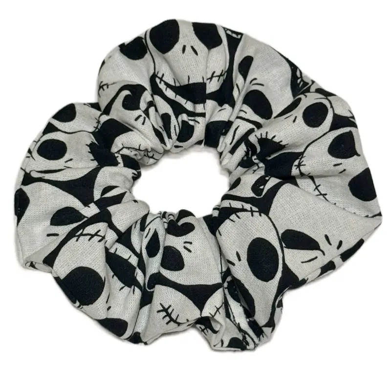 Spooky Skull Scrunchie – Black & White Hair Accessory