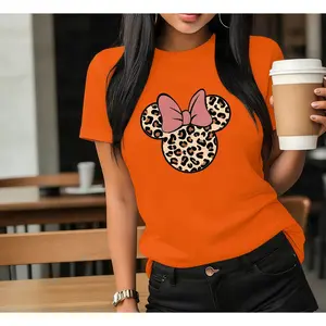 100% cotton summer and spring women's clothing, short-sleeved round-neck casual top, patterned printed T-shirt