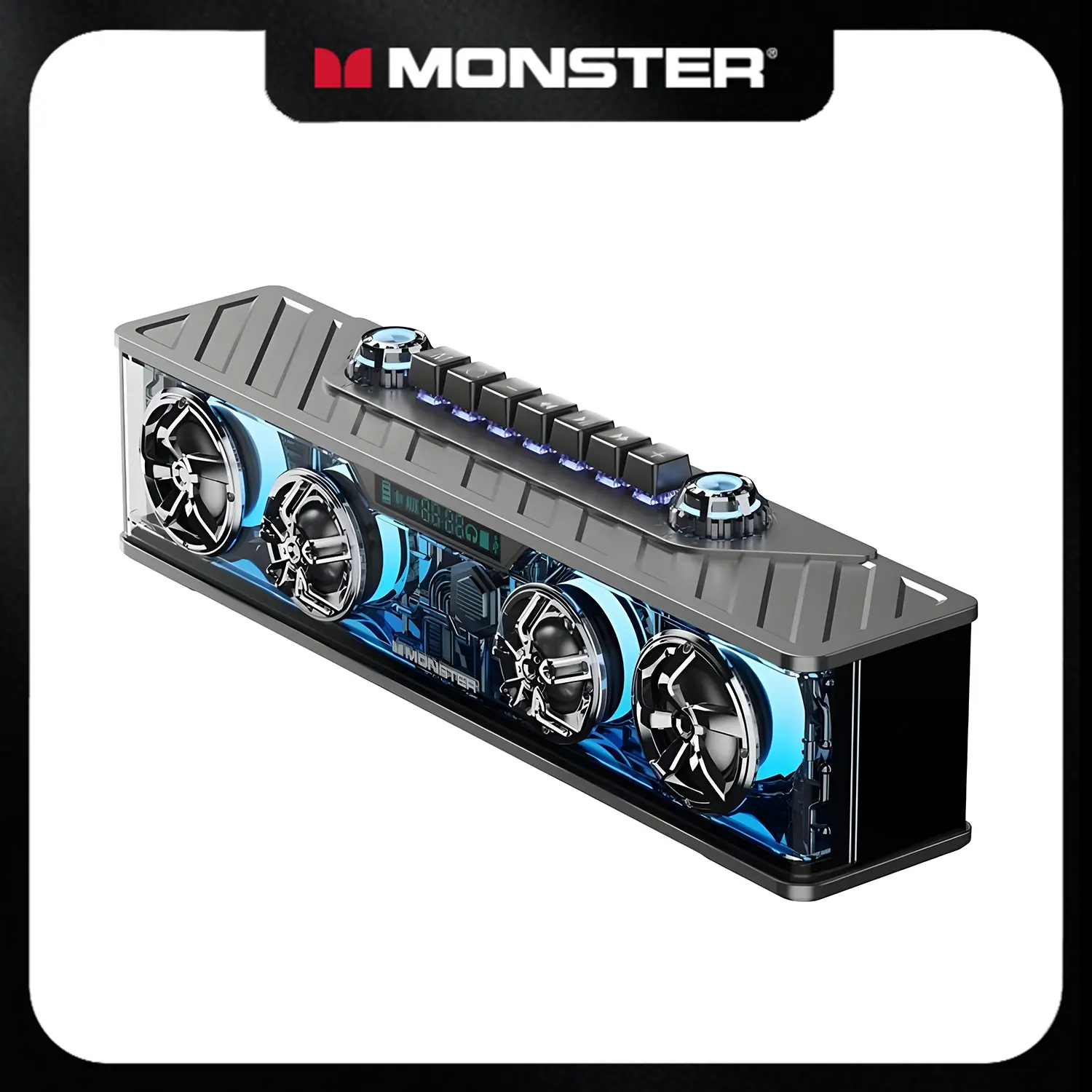 Monster Airmars G06 Multimedia Bluetooth 5.3 Speaker, RGB Gaming Desktop Speaker with Heavy Bass, HiFi Sound, 360° Surround Audio, USB Type-C Plug & Play, AUX/TF/USB Modes for PC, Laptop, Monitor & Phone