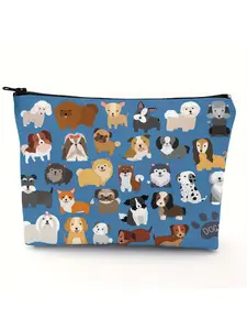 Funny Cartoon Dog Makeup Bag, Cosmetic Bag, Cosmetic Pouch, Zipper Closure, Unisex, Multi-Functional Travel Organizer, Lightweight &, Perfect Gift
