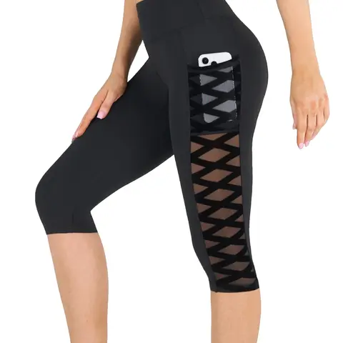 1PC Women's Summer and Fall High-Waist Yoga Pants, Fitness Tight, Workout Clothes, Stretchy Activewear High-Waisted Leggings, Gym Sportswear Bottoms with Side Velvet Cross Tie Design, Semi-Transparent Pockets, Comfortable for Casual Wear