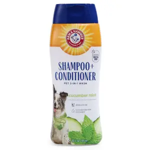 2-in-1 Shampoo & Conditioner for Dogs Cucumber Mint Scent 20 Ounce Bottle Easy Grooming Solution for All Breeds