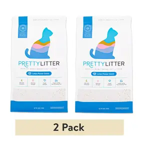 (2 Pack) Pretty Litter Health Monitoring Multi-Cat Crystal Cat Litter - Lotus Blossom Scented, Lightweight, Odor Control, non-stick, not clumping, Pet litter - 8Ib