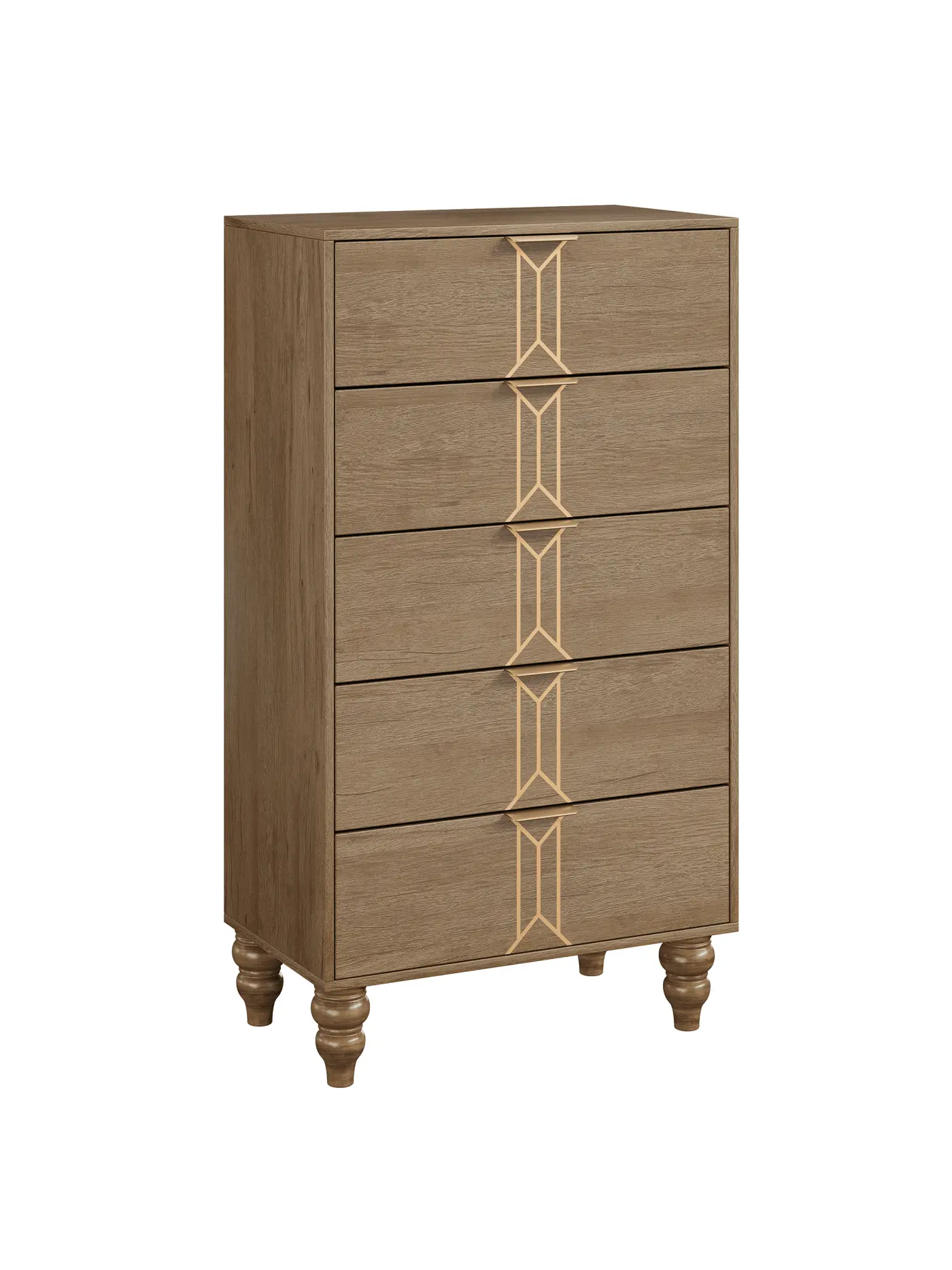Gaomon 5-Drawer Deep-Storage Wooden Vertical Chest - Durable Modern Home Furniture, Vintage-Detailed 5-Layer Drawer Unit, Decorative Organizer for Bedroom