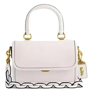 COACH Rogue 22 Small Women's Handbag with Detachable Adjustable Strap and Lock Closure in Glove-Tanned Leather, White Casual Trendy Purses Casual Shopping Bag
