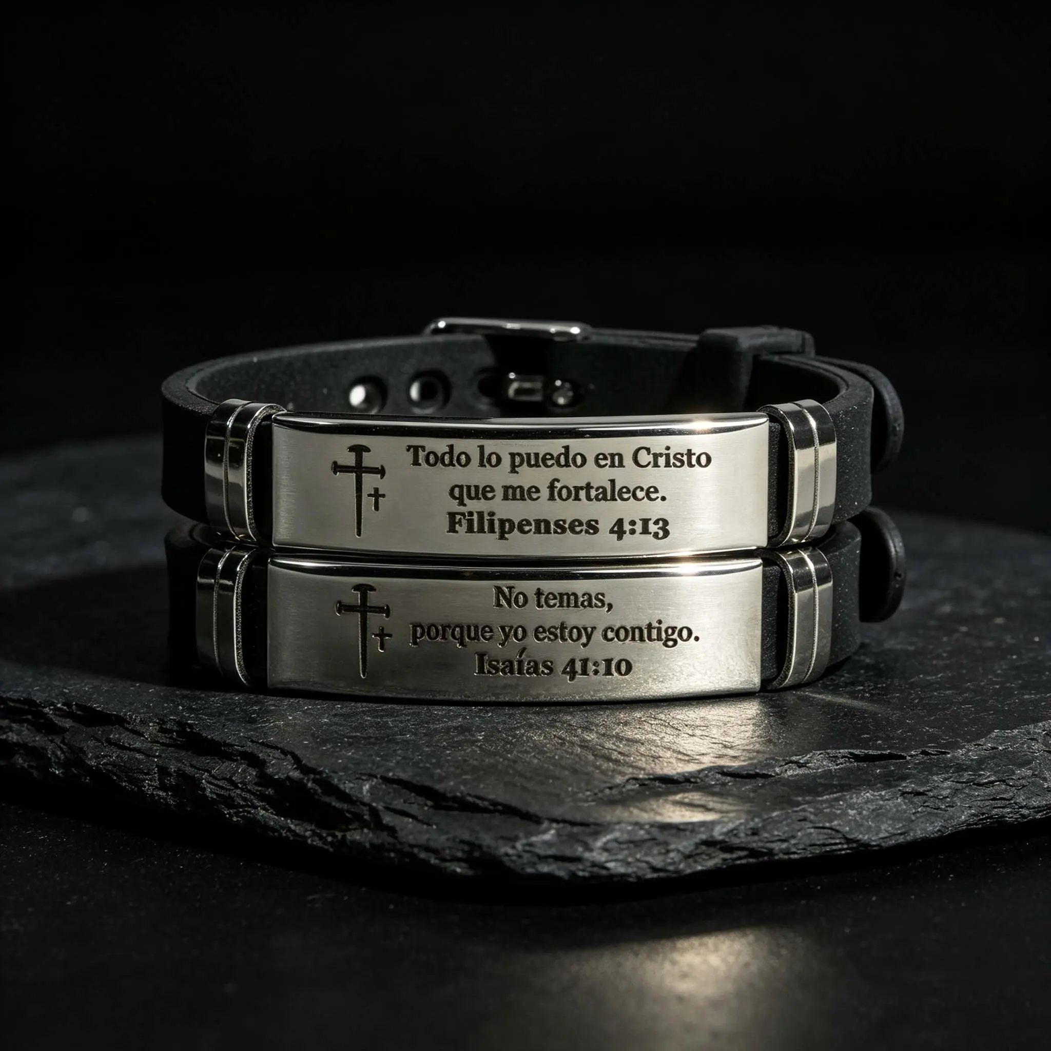 GGIRL Christian Bible Verse Cross Charm Bracelet, Inspirational Faith Silicone Band Wristband with Stainless Steel Jewelry, Adjustable Size ID Bracelet, Meaningful Holiday Gift for Couples