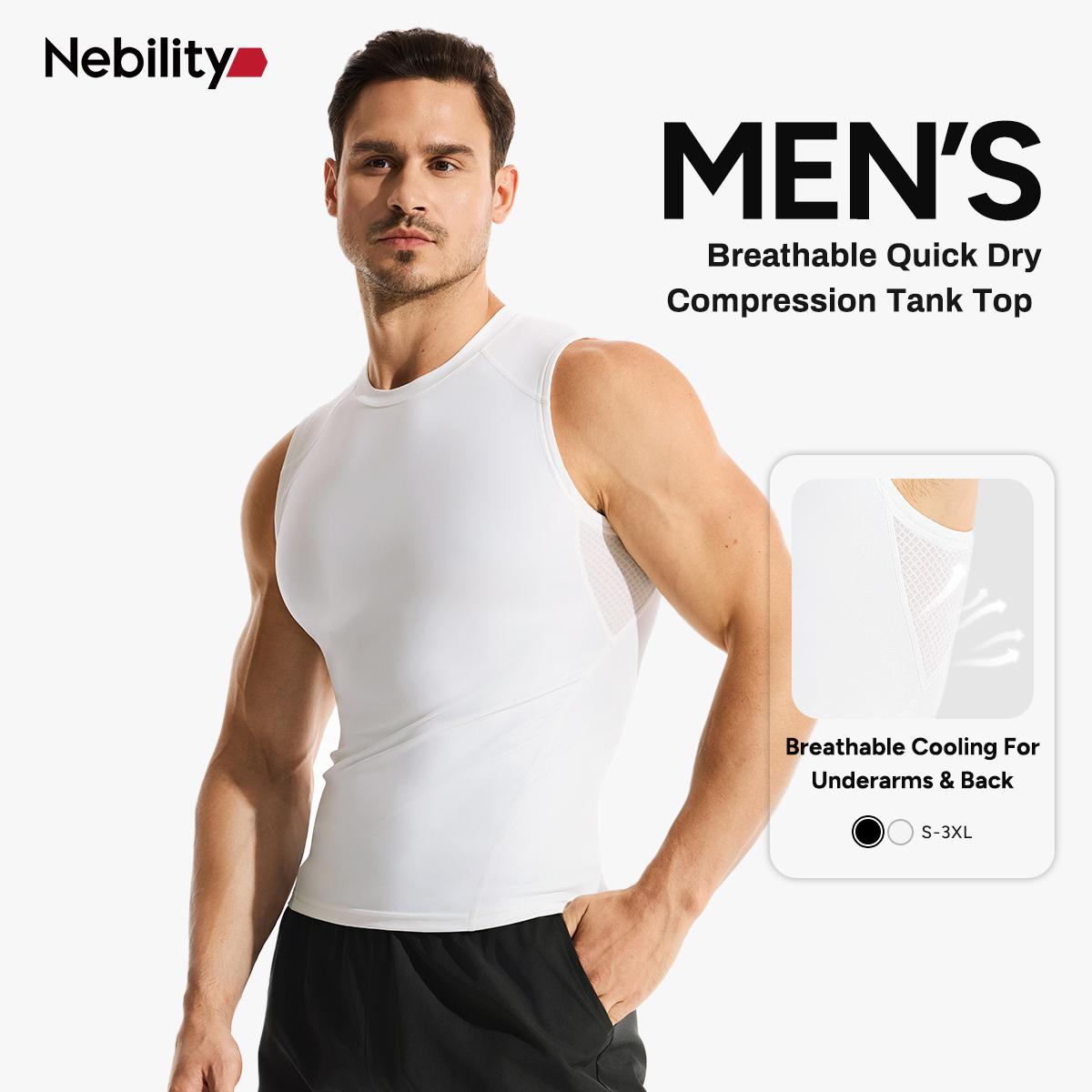 Nebility Men’s Compression Tank Top – Slim Fit Muscle Shaping Gym Shirt, Breathable & Sweat-Wicking Sleeveless Workout Vest for Training, Running & Fitness