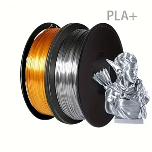 PLA+ 3D Printer Filament, 1.75 mm Diameter, Easy to Print, Dimensional Accuracy +/- 0.03 mm, No Tangle / Bubbles / Warping, Non-Toxic, 1000G*2 – Gold & Silver Dual Pack**