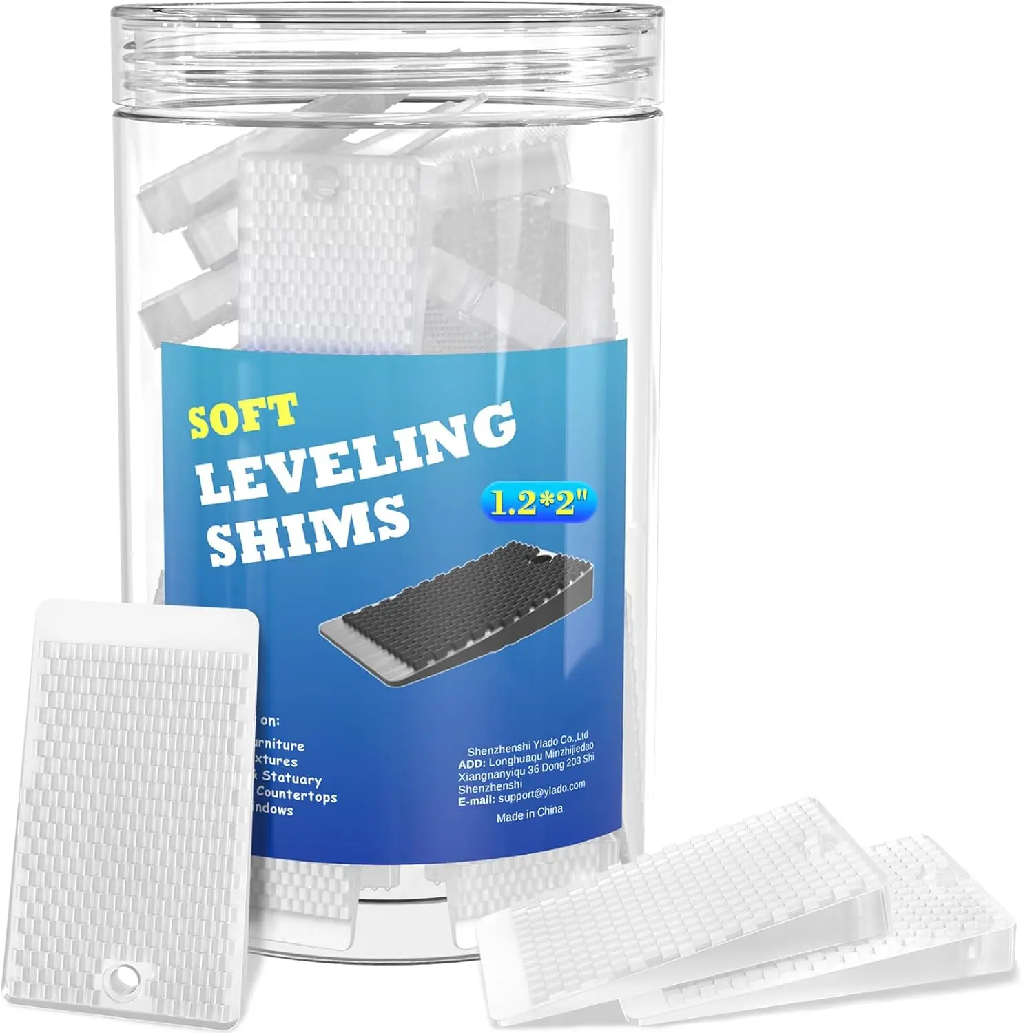 Furniture Levelers, 50 count Jar, Plastic Shims for Leveling, Black Rubber Wedge for Table Toilet Refrigerator Piano, Small Shims for Home Improvement and Work