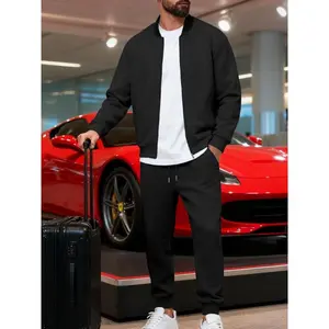 Men's Casual Zipper Baseball Jacket Set, Loose Fit Autumn Thin Style, Sporty Leisure Wear, Comfortable & Stylish Design