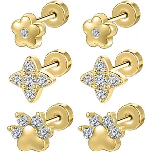 Flat Back Stud Earrings for Women 20G Small Cartilage Studs Surgical Steel for Sensitive Ears for Multiple Piercing Conch Earring Stack Jewelry