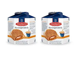 DAELMANS Stroopwafels, Dutch Waffles Soft Toasted, 2 Pack Assortment, Caramel, Office Snack, Kosher Dairy, Authentic Made In Holland, 8 Stroopwafels Per Box (2 Pack)