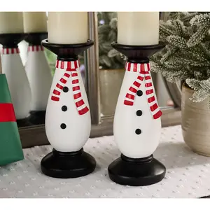 Set of 2 10" Snowman Pedestals by Valerie