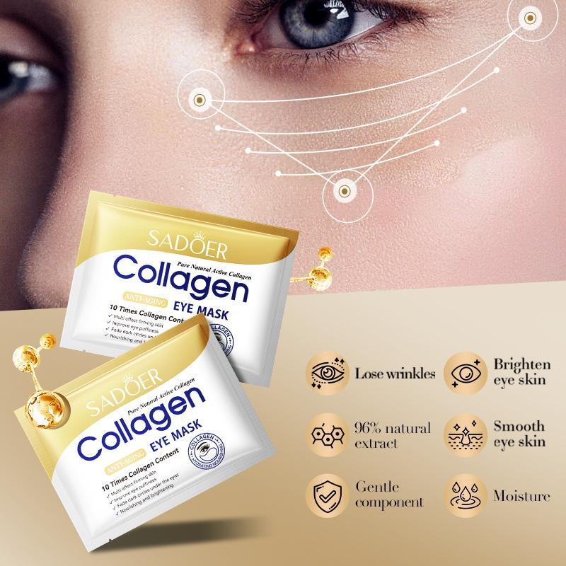 20pcs (10 Pairs) Collagen Eye Masks – Banish Dark Circles + Bags! Hydrate & Firm Eyes