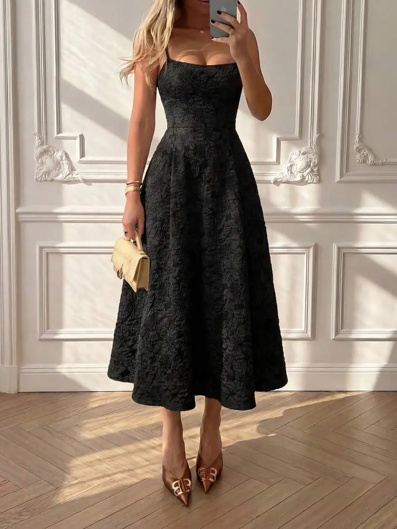 midi elegant black dresses for party Clayton Party Dress-Black Small / Black main image 1