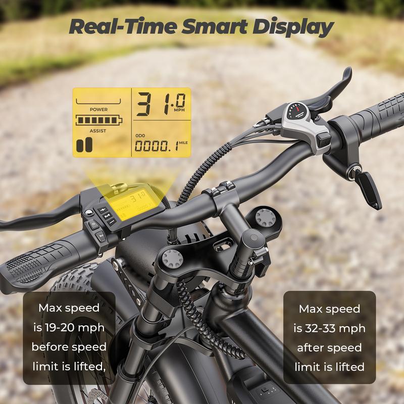 1500W Peak Electric Bike for Adults Reaches 31 MPH 40-75 Miles Range 48V Battery 20" Fat Tires All Terrain E-Bike Ideal for Road Sand Mountain & Snow