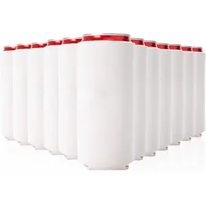 Slim Can Cooler Sleeve 12 Pack - Blank Neoprene Insulated Can Coolers for 12 oz Skinny  & Soda Cans - Sublimation  Drink Sleeves for Heat Press, Custom Printing &  Favors (White)