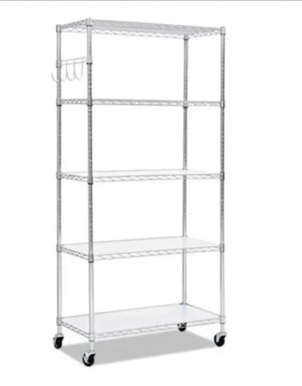 212 MAIN 5-Shelf Steel Wire Shelving Kit, 72x36x18 in, Open-Shelf Racks with Snap Assembly, Silver (Ideal for Office & Commercial Furniture Use), Five Shelves