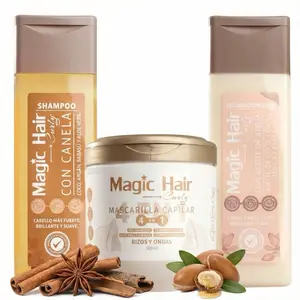 Magic Hair Kit Para Cabellos Rizos y Ondulados - Mascarilla 4 en 1, Shampoo con Canela y Acondicionador con Canela (3 pack)