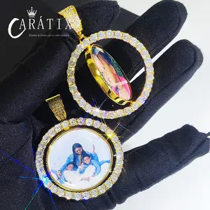 CARÁTIX - Custom Photo Necklace For Men Rotating Double-Sided Medallions Spinning Pendant Bling Iced Out Hip Hop JewelryValentine's Day Gift for Men & Girls & Boys Mothers' Day Gift #Springtok