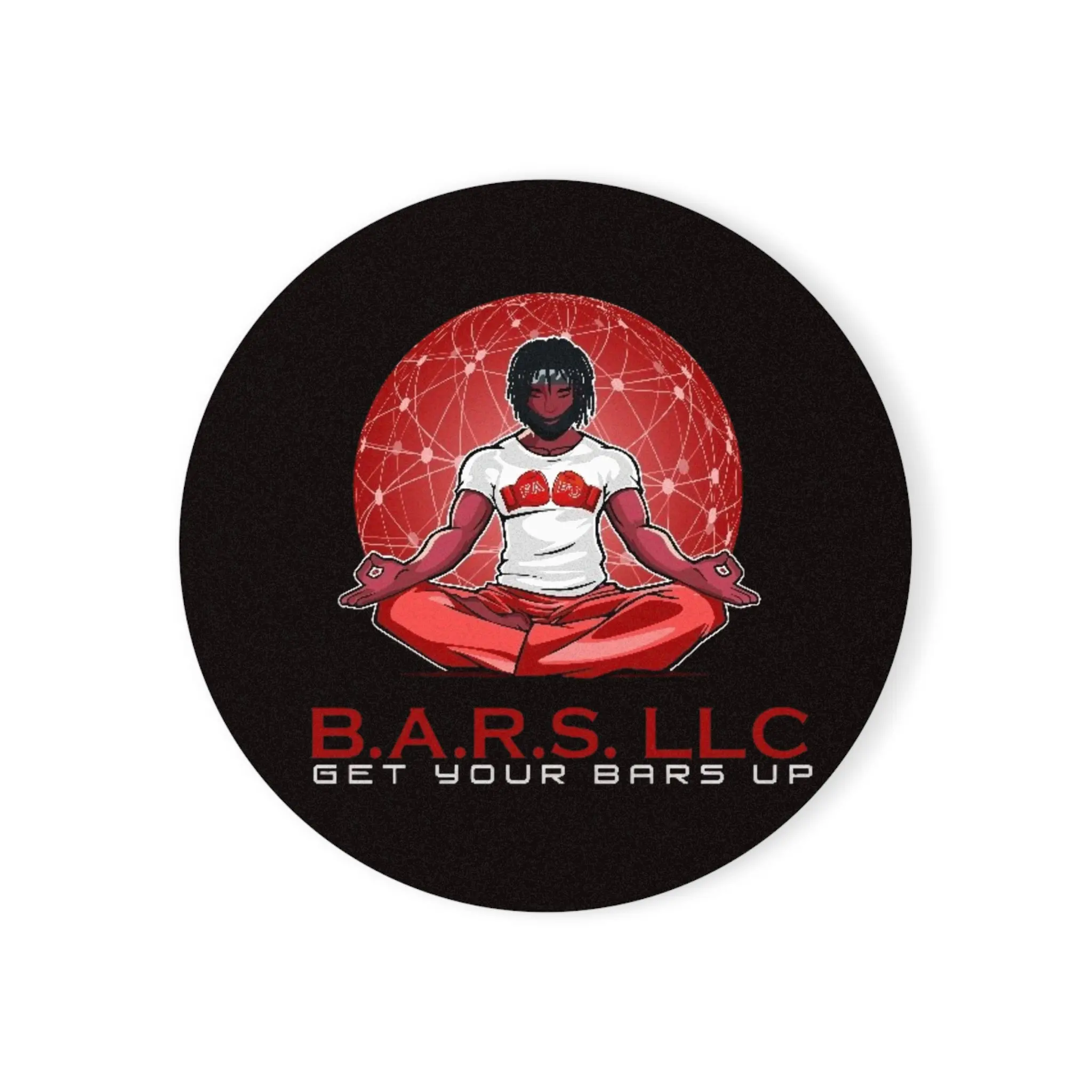 B.A.R.S. LLC Cork Back Coaster — Get Your Bars Up Meditation Drink Coaster
