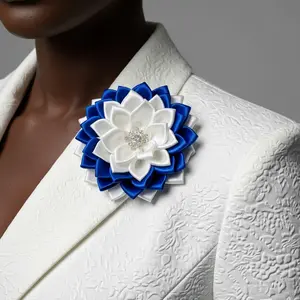 Zeta Phi Beta® Blue & White Satin Flower Pin