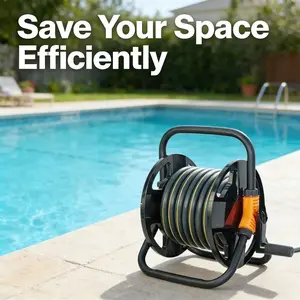 2026 New Portable Garden Hose Reel, Foldable Hand Crank Soft Tube Spool, Rust Resistant Durable, Easy Storage for Car Wash & Lawn Watering