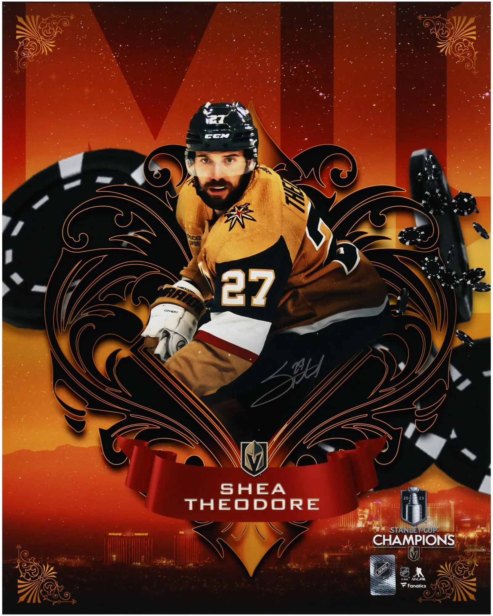 Shea Theodore Vegas Golden Knights 2023 Stanley Cup Champions Autographed 16" x 20" Misfits Panel Photograph - Fanatics Authentic Certified