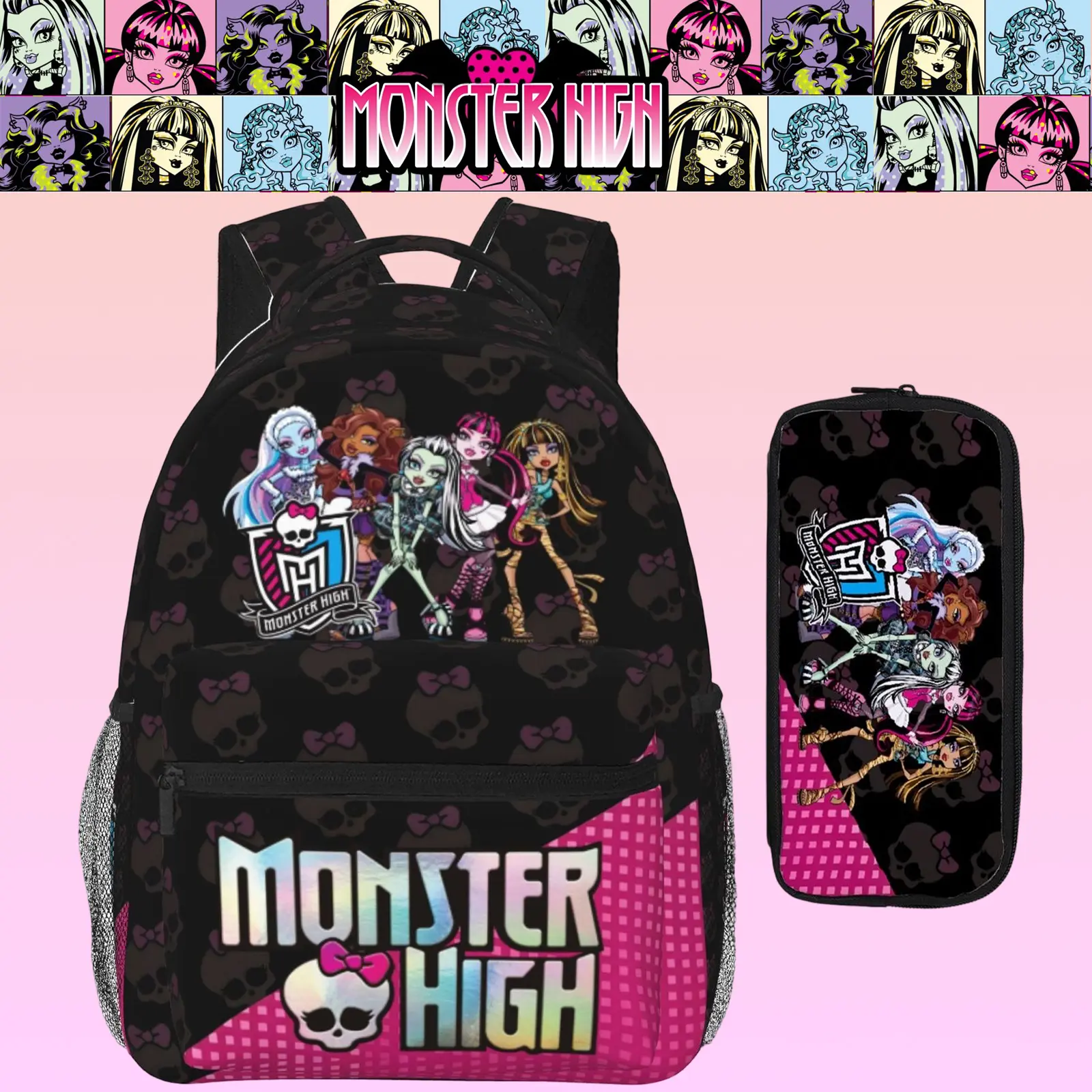 Monster High Lightweight Casual Printed School Style Student Class Backpack - Doll Print Functional Stylish Daypack for Girls, Ideal Back to School & Birthday Gift, Casual Printed Backpack