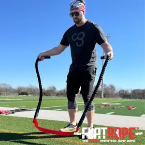 FLATROPE Red 110" 5LB Weighted Jump Rope Fitness Training Rope for Cardio Strength Endurance & Coordination