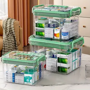 Large Capacity Double Layer Waterproof Clear Pill Storage Box, 1 Count Medicine Storage Box, Pill Organizer for Outdoor & Home Use, High Capacity Storage