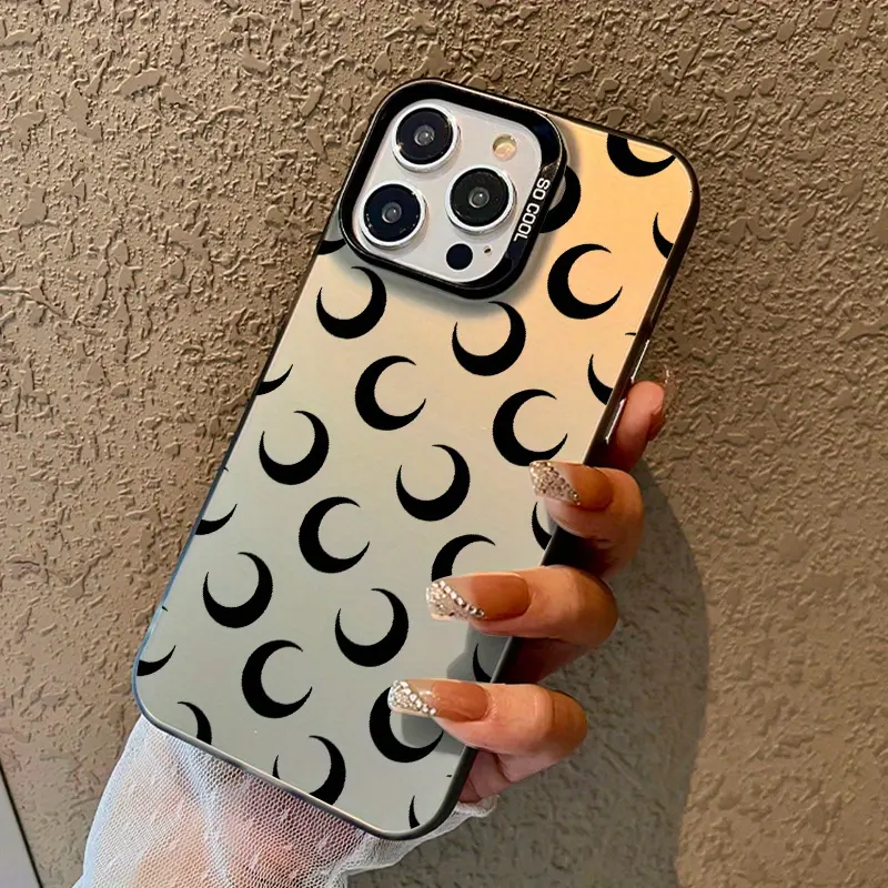 Black Crescent Pattern TPU iPhone Case - Smartphone/Cellphone Protection for iPhone 16,16 Plus,15,14,13,12,11,XR,XS,X,Plus,Pro Max - Elegant,Durable,Shock-Absorbing,Lightweight,Matte Finish,Scratch-Resistant Mobile Accessory