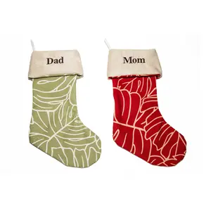 Tropical Monstera Hawaiian Christmas Stocking - Personalized With Wooden Tag or Embroidered Name