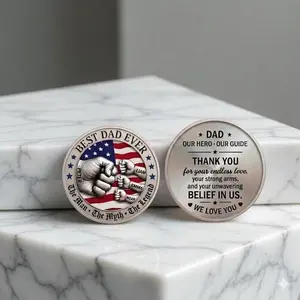 Personalized Father's Day Coin -Custom Name Dad & Kids Fist