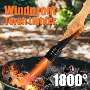 [360° Metal Lighter] Windproof High Power 360° Creative Metal Butane Gas Lighter   Outdoor Turbine Flashlight Lighter With Safety Lock, Flame Size Adjustable, Suitable For Camping Barbecue Stove, Red Jet Flame Does Not Contain Butane Gas