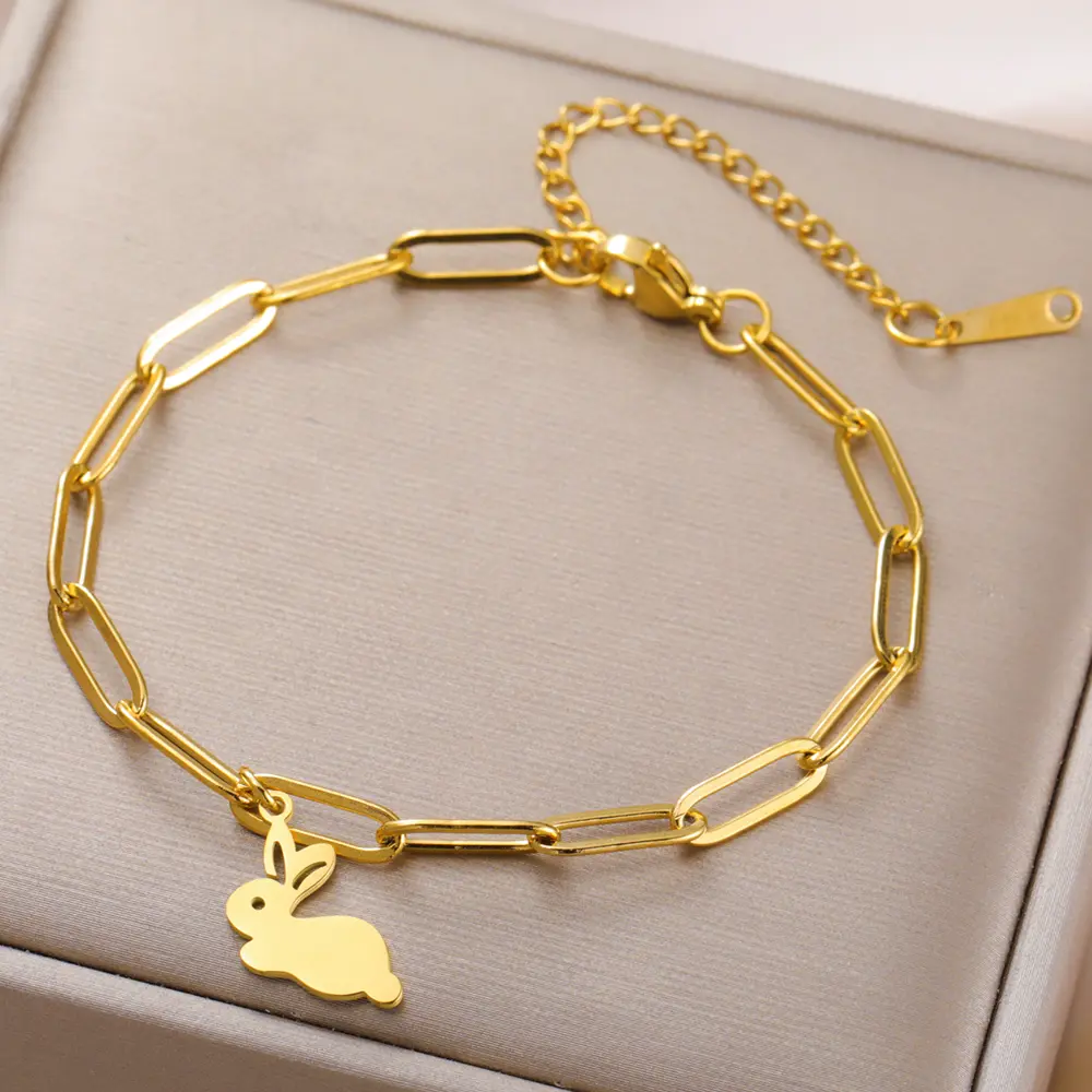 Cazador Stainless Steel Rabbit Cat Elephant Charm Bracelets for Women Girls 2026 Animal Cute Hand Bracelet Jewelry Gift 2026