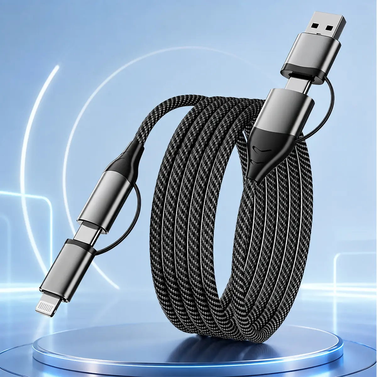 4-in-1 Cable, 200W Magnetic Fast Charging Charger Cord-6M | For Apple iPhone 17/16/15 /14 Series, iPad Pro/Air and MacBook, 4-in-1 Cable, 200W 4-in-1 Charging Cords